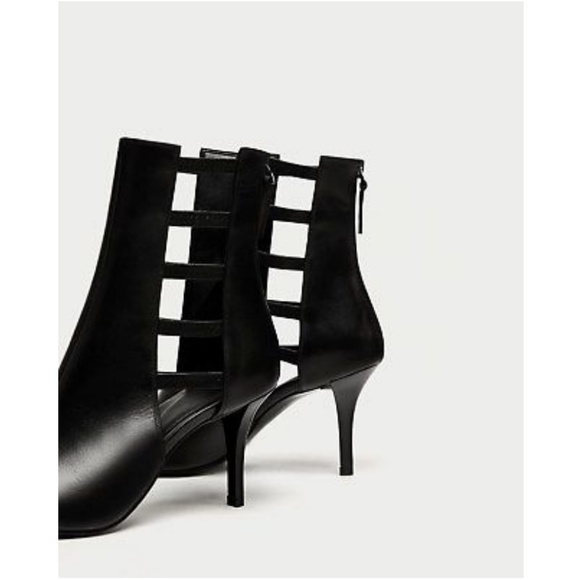 SOLD!!!NEW ZARA BLACK LEATHER BOOTS BOOTIES - Picture 4 of 8